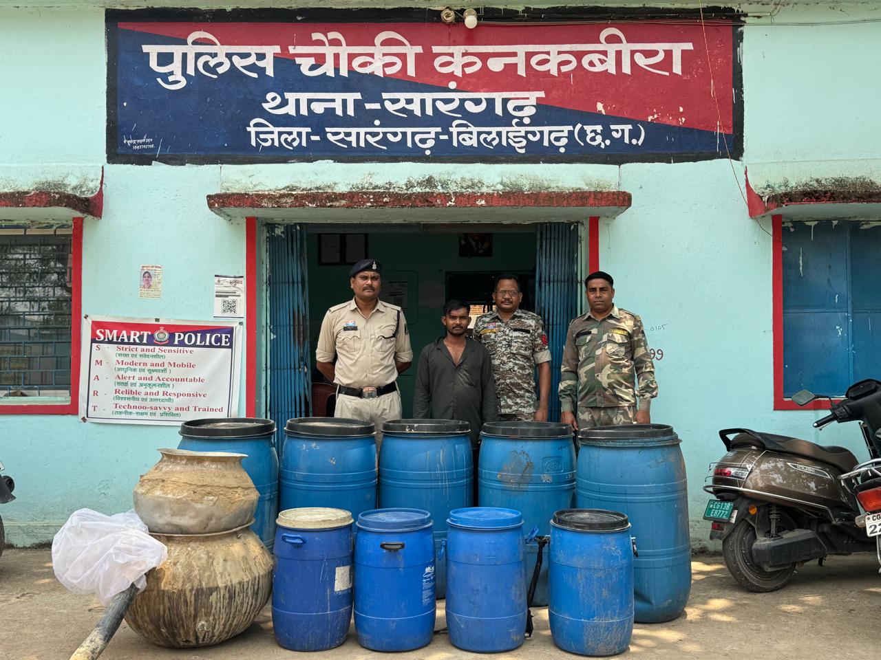 कनकबीरा पुलिस की बड़ी कार्रवाई, 200 लीटर कच्ची महुआ शराब के साथ आरोपी गिरफ्तार